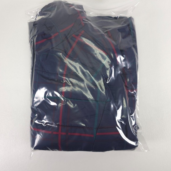 LOFT Puffer Vest Womens Small Navy Plaid Clueless Preppy Academia Style Full Zip - Picture 8 of 16